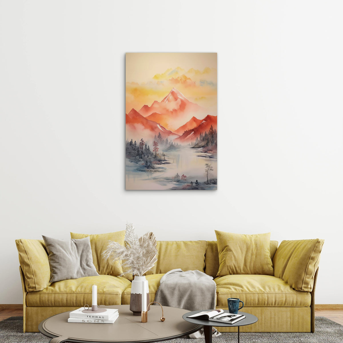 Digital Art Beautiful Mountains 40x60cm Metal Print Ready to Hang
