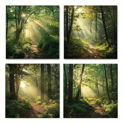 4pcs Forest Art Natur Suitable Wall Art Canvas Framed