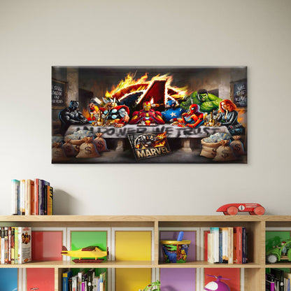 Epic Heroes Last Supper Wall Art Canvas Office Home Room Framed 120x60cm