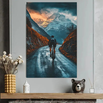 Mountain Cycling Adventure Art Poster 40x60cm Metal Print Ready to Hang