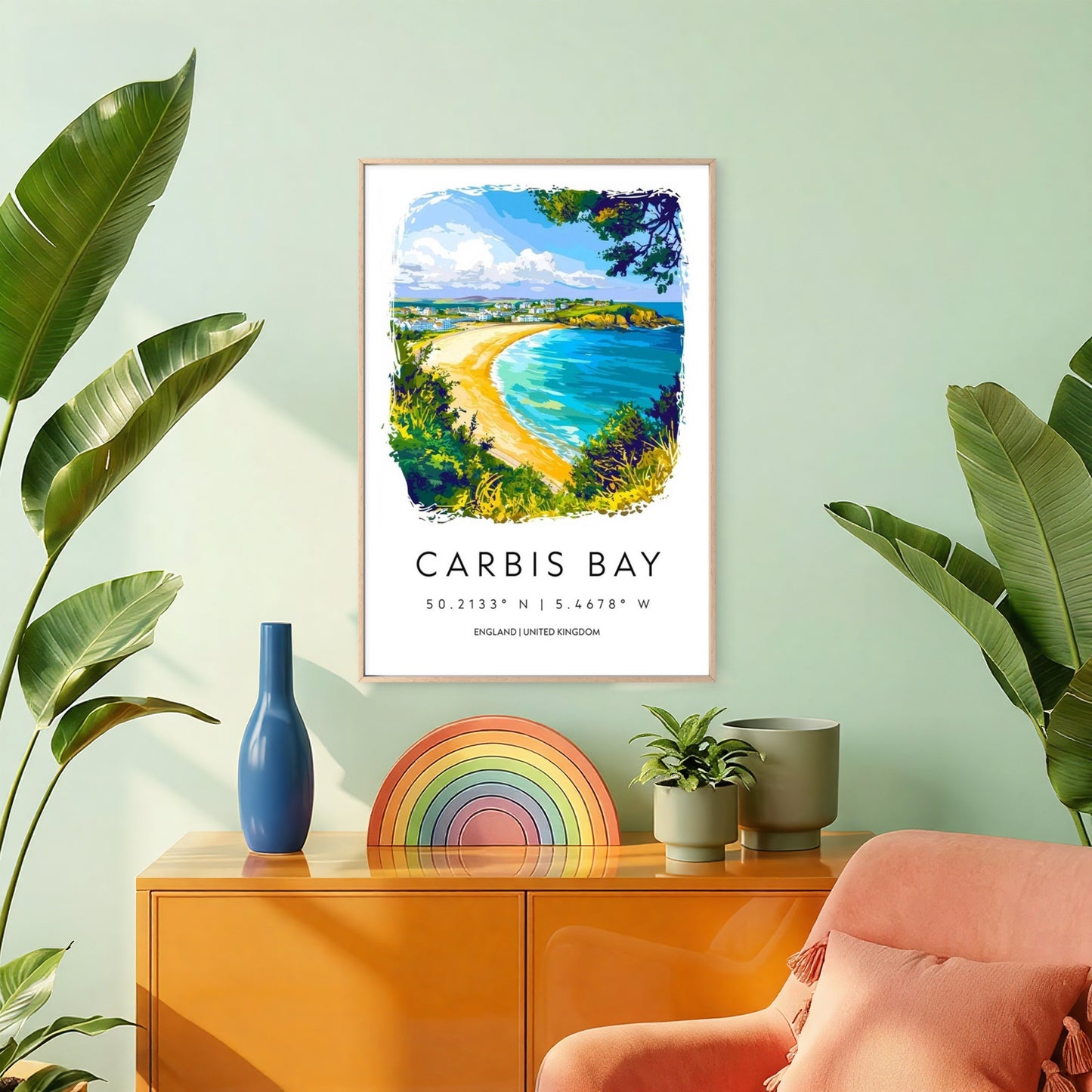 A Beautiful View Of Carbis Bay Travel Poster Print Wall Art