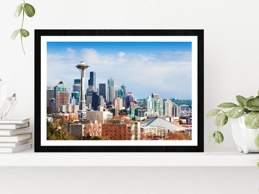 Queen Anne Hill In Washington Glass Framed Wall Art, Ready to Hang Quality Print With White Border Black