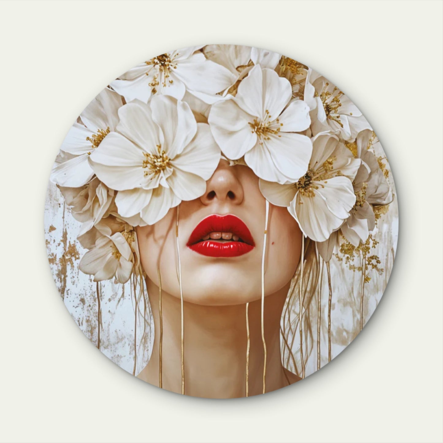 White Flower Blooming Woman Acrylic Glass Rounded Print Tempered Glass Wall Art 100% Made in Australia Ready to Hang
