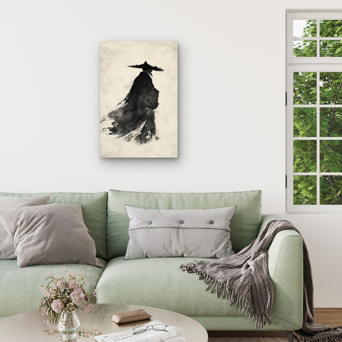 Traditional Japanese Ronin Illustration 60x90cm Metal Print Ready to Hang
