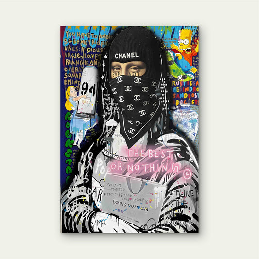 Graffiti Fashion Portrait Art 60x90cm Metal Print Ready to Hang