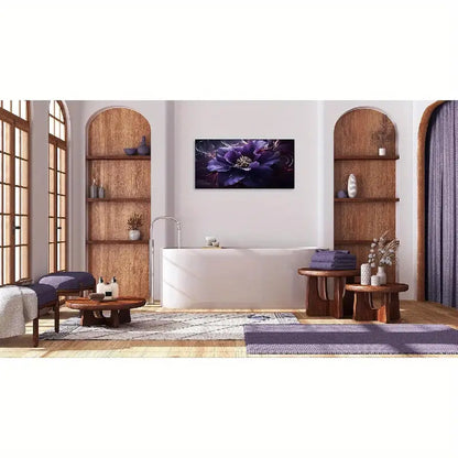 Abstract Purple Floral Vibrant Purple Flower Wall Art canvas office home room framed 120x60cm