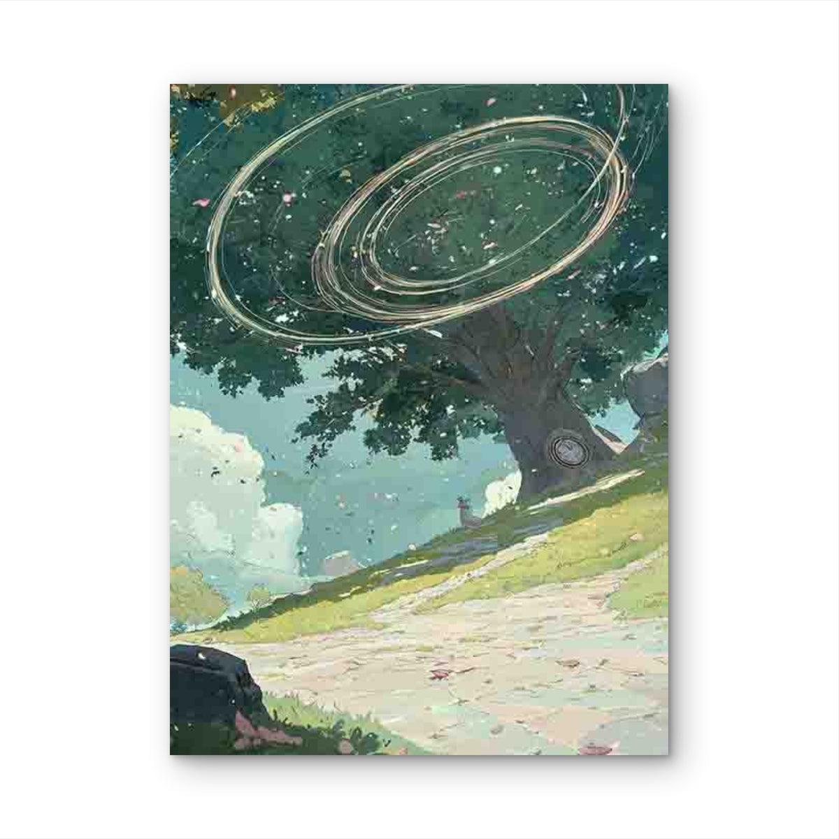 Floating Tree with Ethereal Orbs 40x60cm Metal Print Ready to Hang