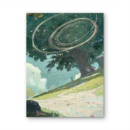 Floating Tree with Ethereal Orbs 40x60cm Metal Print Ready to Hang