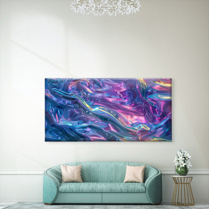 Holographic Liquid Waves Wall Art Canvas Office Home Room Framed 120x60cm