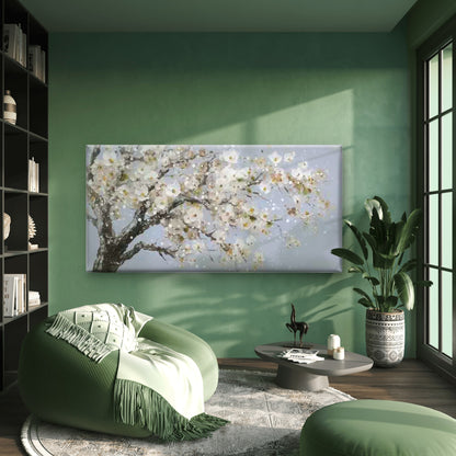 Elegant White Blossom Tree Wall Art Canvas Office Home Room Framed 120x60cm
