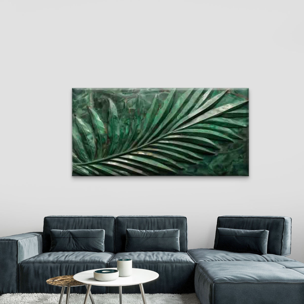 Tropical Green Palm Leaf Wall Art Canvas Office Home Room Framed 120x60cm