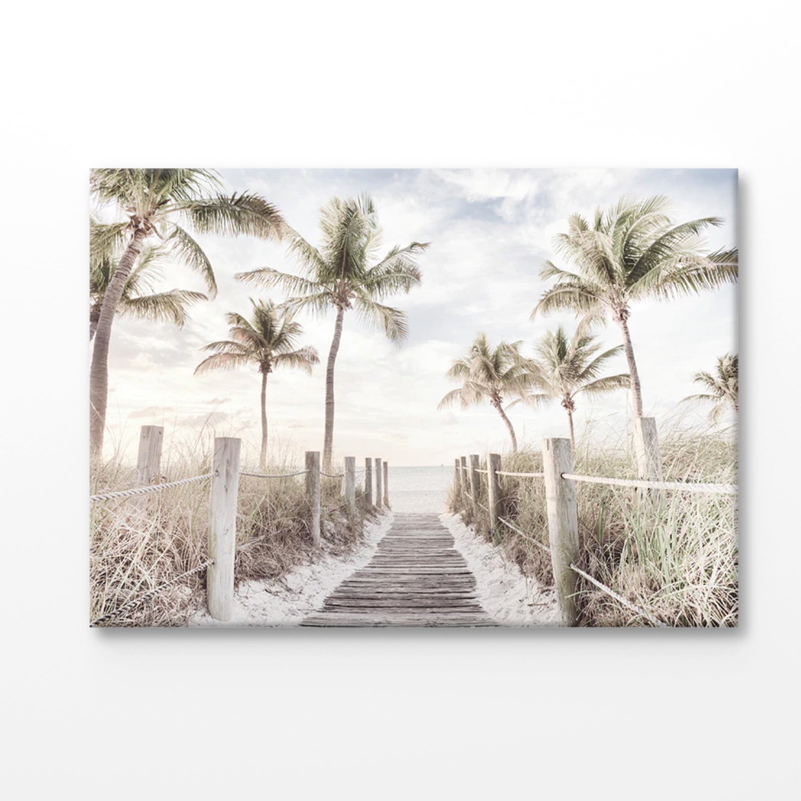 Bella Home Palm Trees With Wooden Walking Path Print Canvas Ready to hang