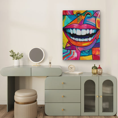 Vibrant Braces in a Pop Art Style 60x90cm Metal Print Ready to Hang