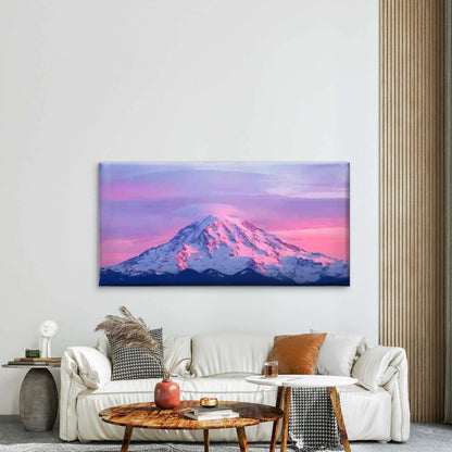 Pink & White Winter Mountain Wall Art Canvas Office Home Room Framed 120x60cm