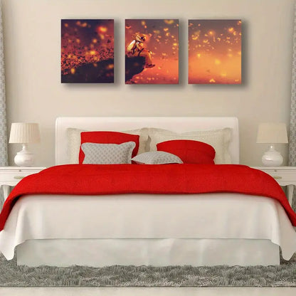 3pcs Cosmic Fireflies Astronomy Space Wildlife Metal Print Ready to Hang Art