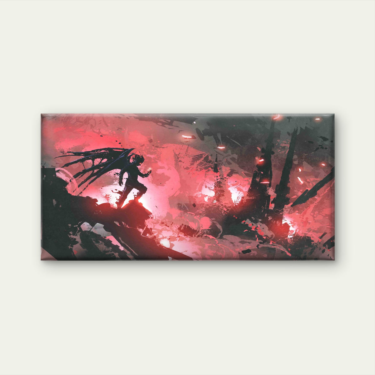 Devil Standing on Ruin Wall Art Canvas Office Home Room Framed 120x60cm