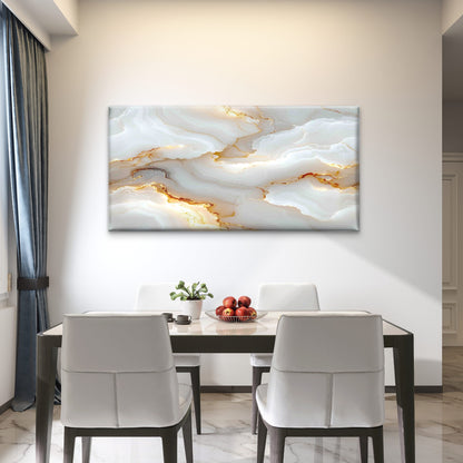 Elegant White Marble With Gold Wall Art Canvas Office Home Room Framed 120x60cm