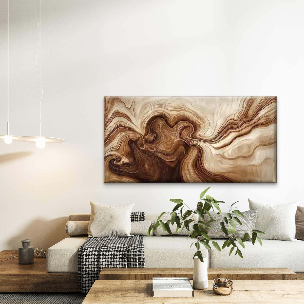 Abstract Brown Marble Texture Wall Art Canvas Office Home Room Framed 120x60cm