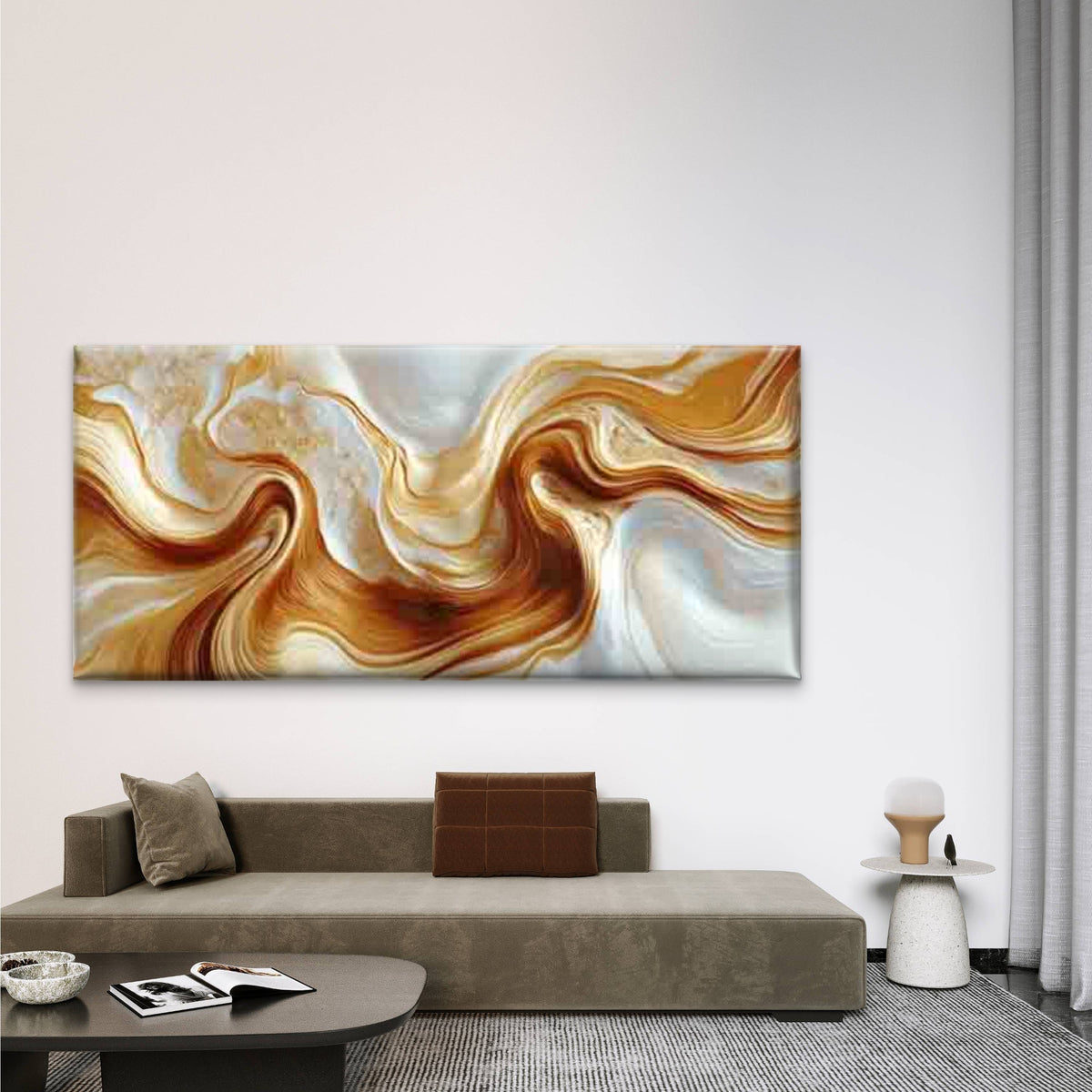 Abstract Marble-like Golden Wall Art Canvas Office Home Room Framed 120x60cm