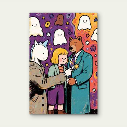 Ghost and Animal Pattern Metal Print Ready to Hang