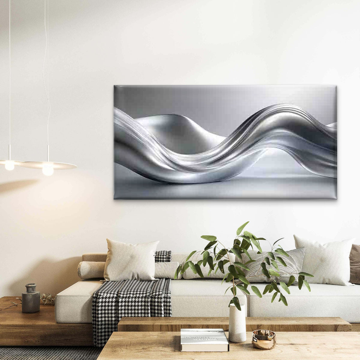 Metallic Wave Abstract Wall Art Canvas Office Home Room Framed 120x60cm
