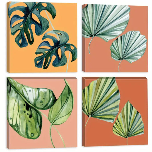 4pcs Fan-Shaped Blade Canvas Print  Wall Art Canvas Framed