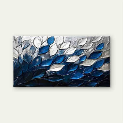 Blue and White Gradient Leaves Wall Art Canvas Office Home Room Framed 120x60cm