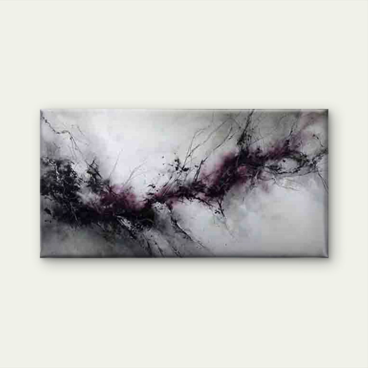 Abstract Ink Marble Design Wall Art Canvas Office Home Room Framed 120x60cm