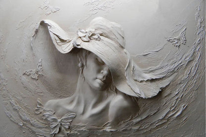 White Lady with a Hat Wall Sculpture Photograph 90x60cm Print 100% Australian Made