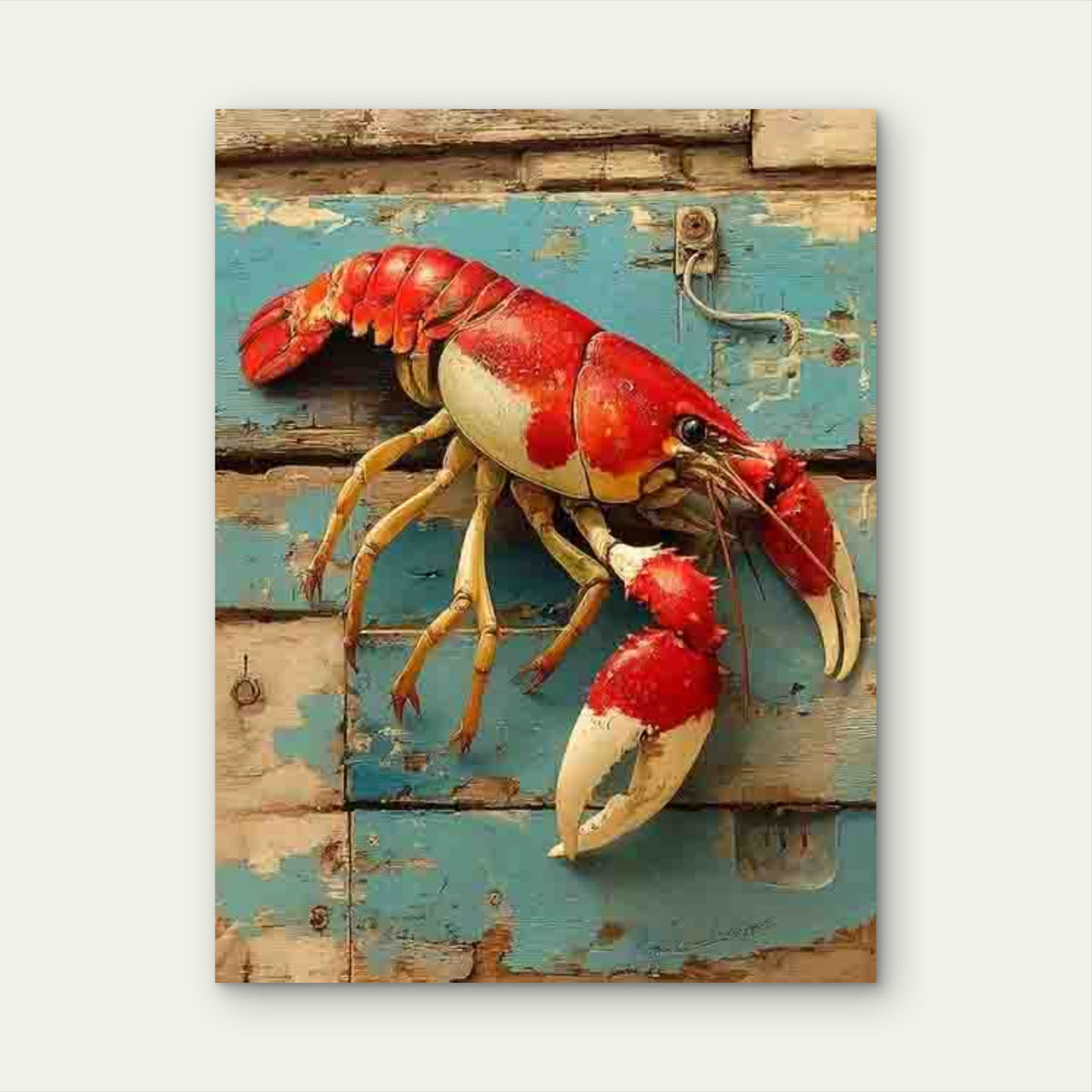 Large Red CrawFish Painting 60x90cm Metal Print Ready to Hang