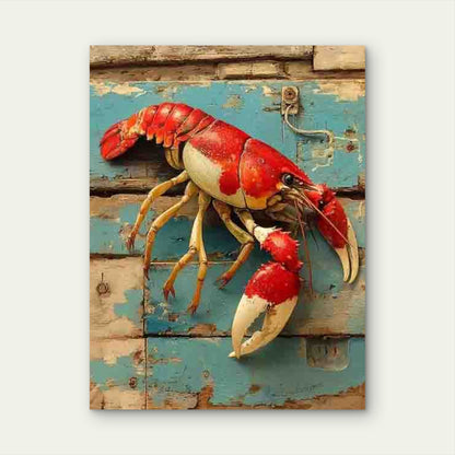 Large Red CrawFish Painting Metal Print Ready to Hang