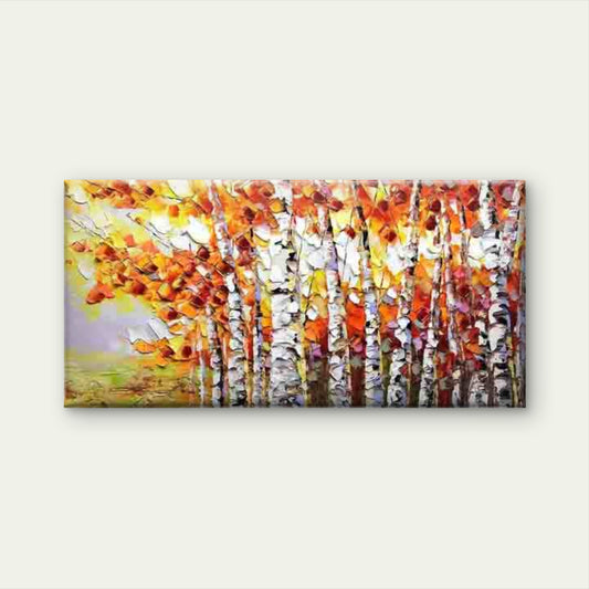 Autumn Birch Forest Wall Art Canvas Office Home Room Framed 120x60cm