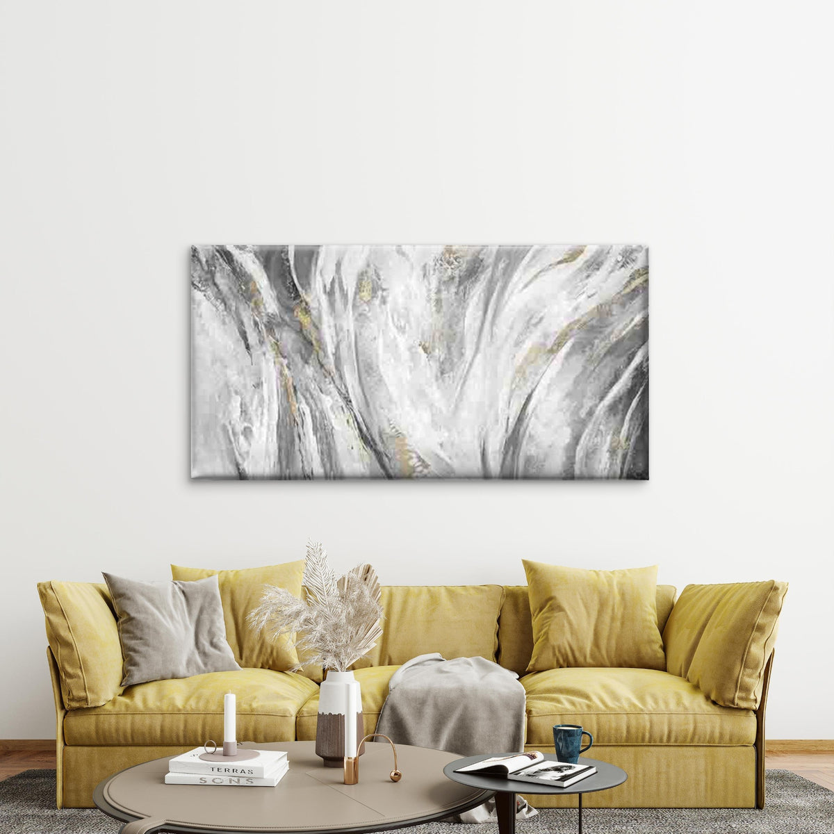 Abstract Art with Golden Accent Wall Art Canvas Office Home Room Framed 120x60cm