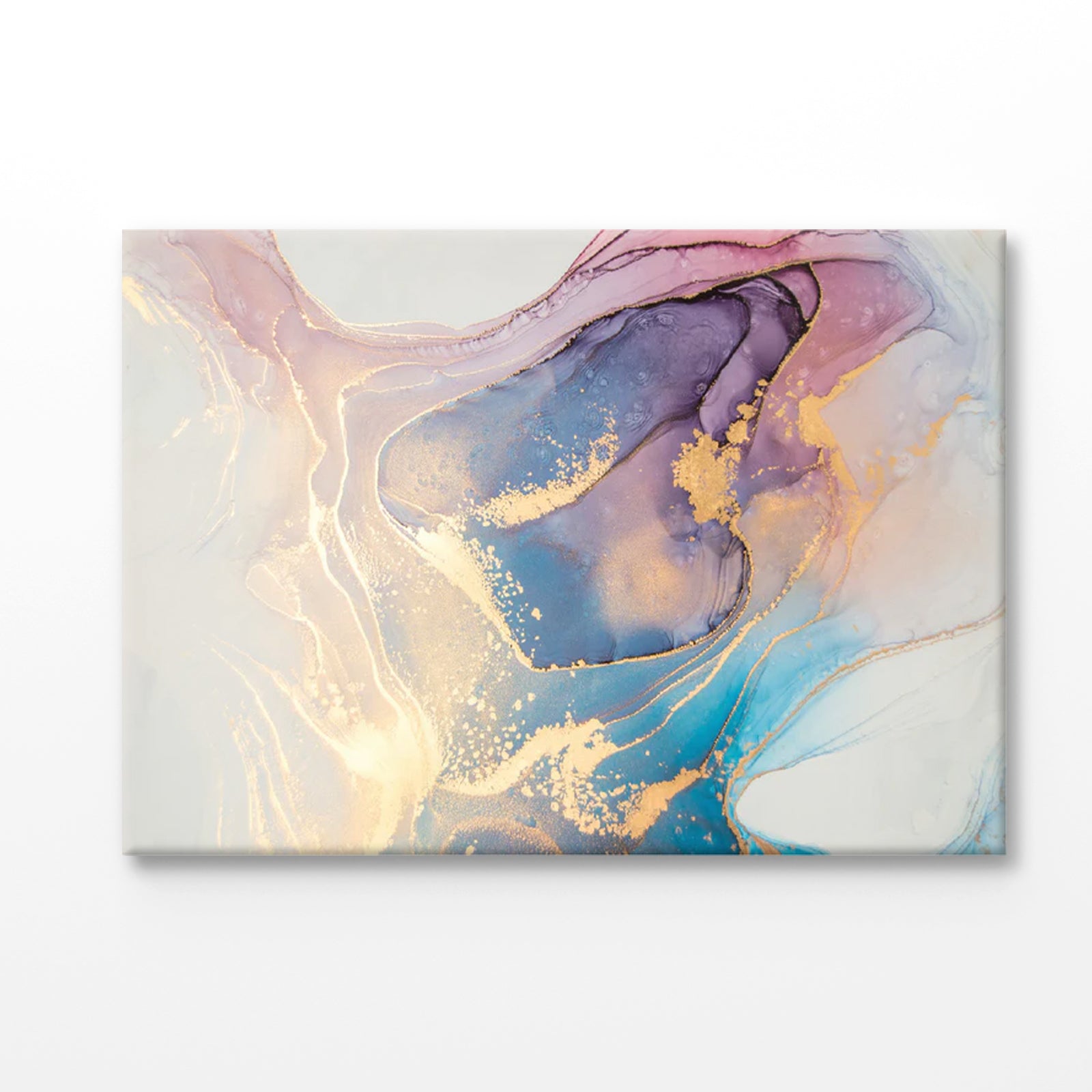 Bella Home Blue & Pink Marble Abstract Print Canvas Ready to hang