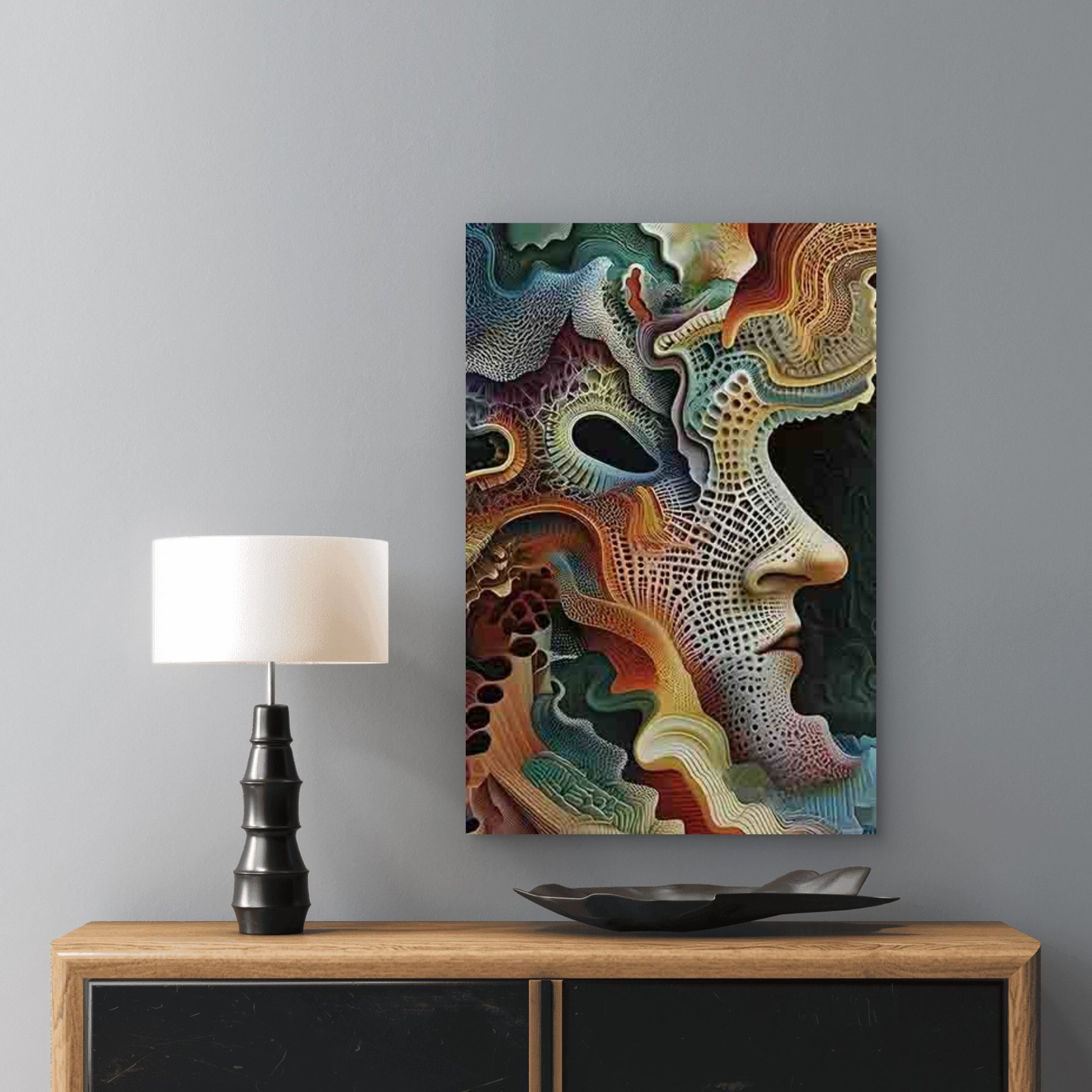 Abstract Human Face Pattern 60x90cm Metal Print Ready to Hang - Bella Home Decor