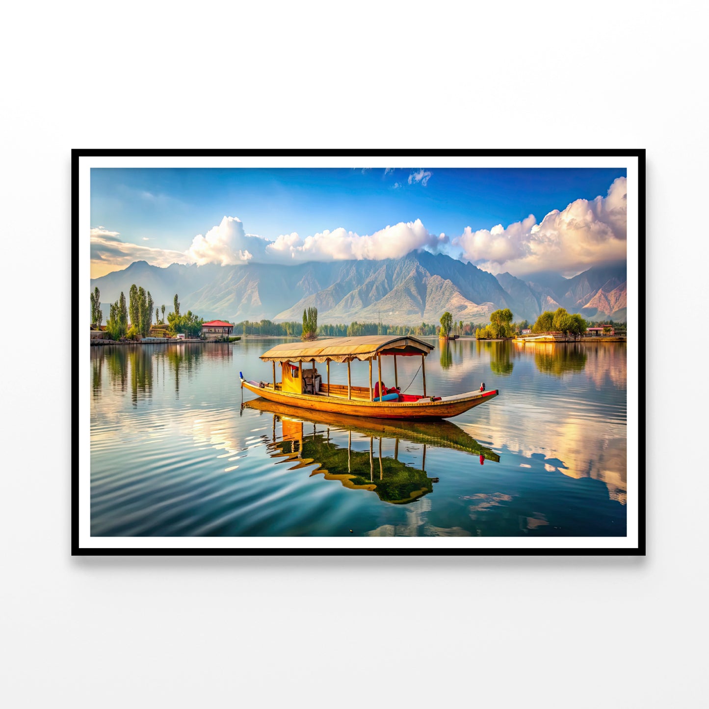 Boat on the Water, Lake, Mountains in India Home Decor Premium Quality Poster Print Choose Your Sizes