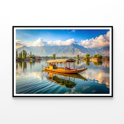 Boat on the Water, Lake, Mountains in India Home Decor Premium Quality Poster Print Choose Your Sizes