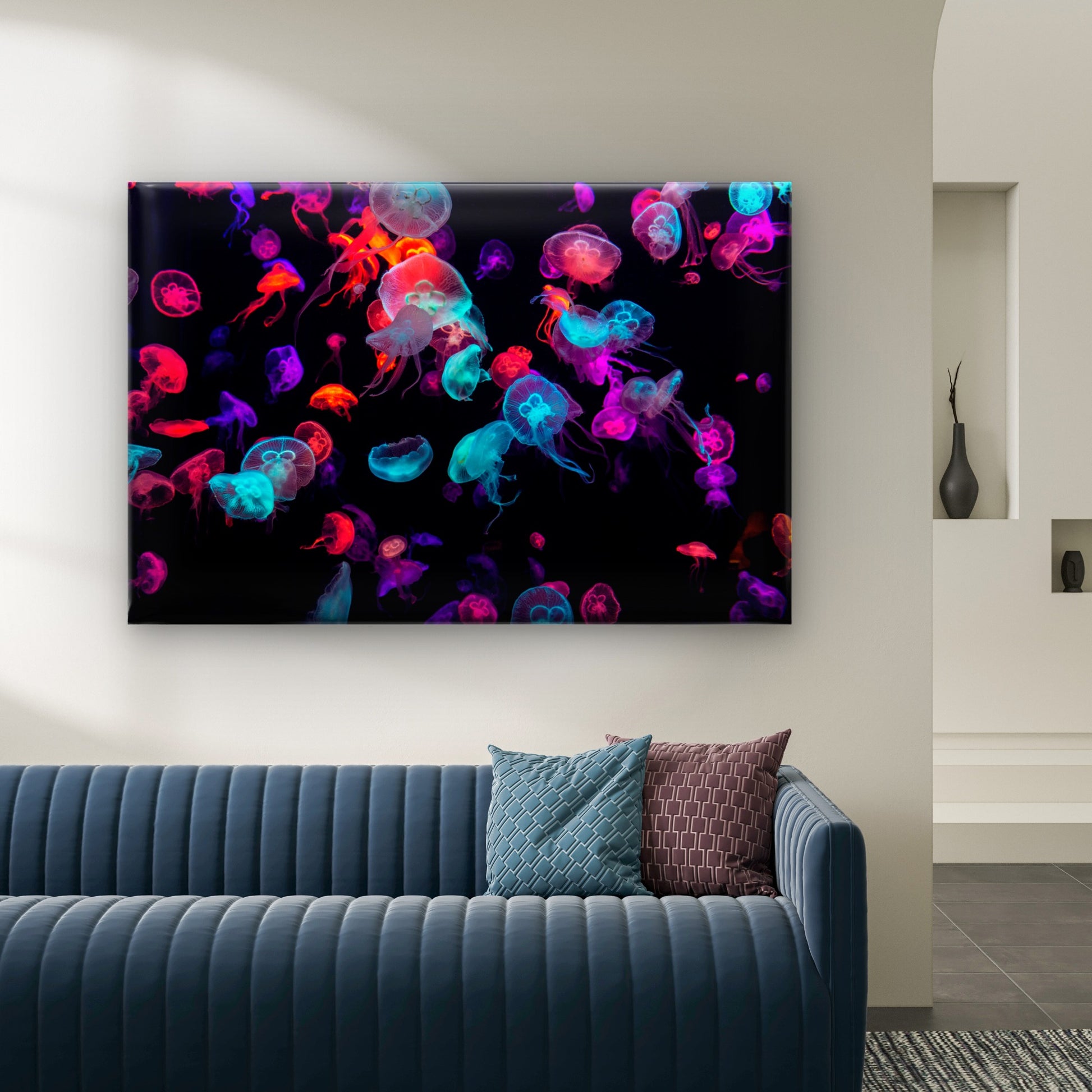 Neon Glowing Jellyfish Sea Wall Art Decor 100% Australian Made - Bella Home Decor