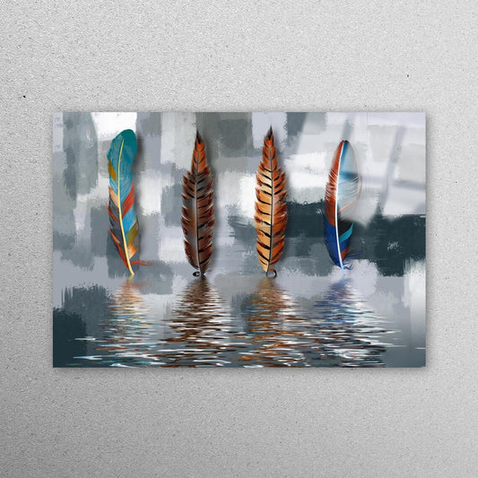 Abstract Feather Wall Art Acrylic Glass Print Tempered Glass Wall Art 100% Made in Australia Ready to Hang