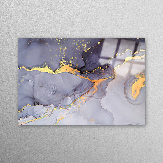 Purple & Gold Marble Acrylic Glass Print Tempered Glass Wall Art 100% Made in Australia Ready to Hang