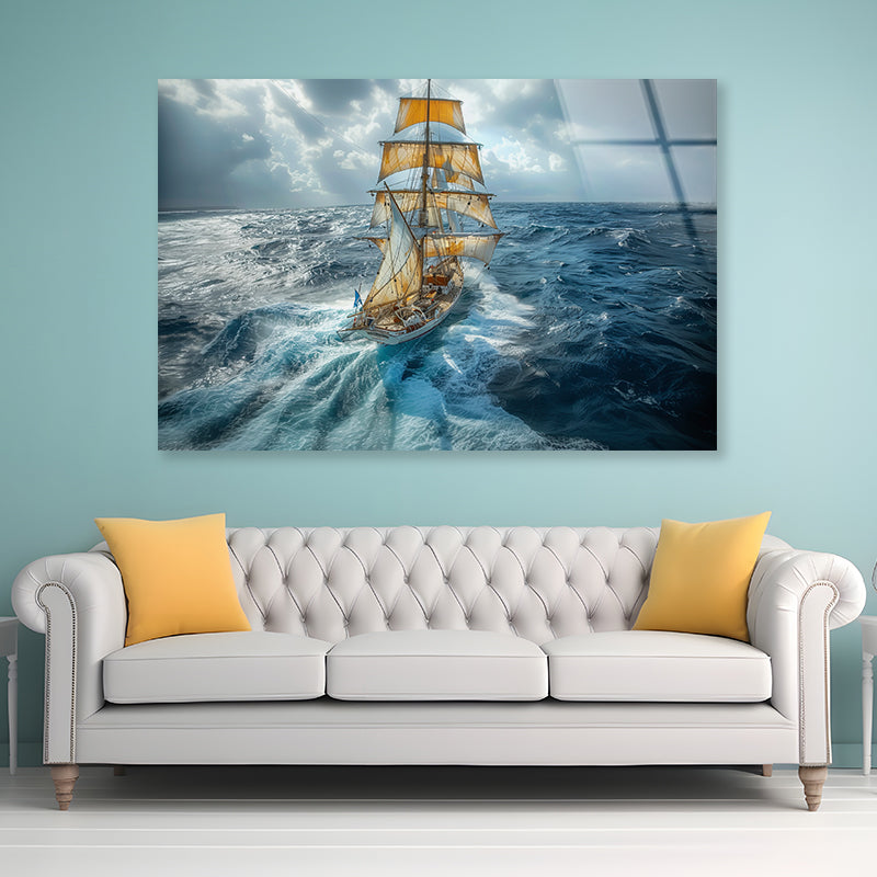 Sailing Ship in the Sea Acrylic Glass Print Tempered Glass Wall Art 100% Made in Australia Ready to Hang