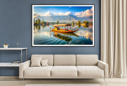 Boat on the Water, Lake, Mountains in India Home Decor Premium Quality Poster Print Choose Your Sizes