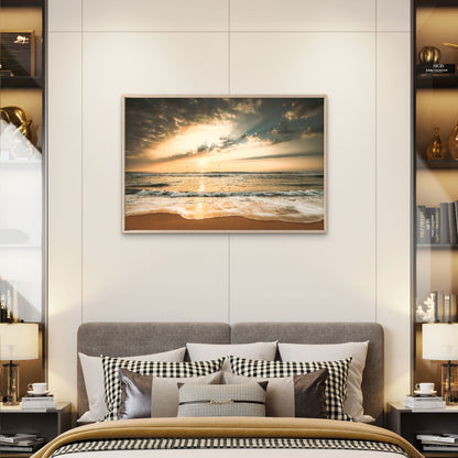 Golden Sunset Coastal Beach Warm Tranquil Seascape Wall Art Decor 100% Australian Made