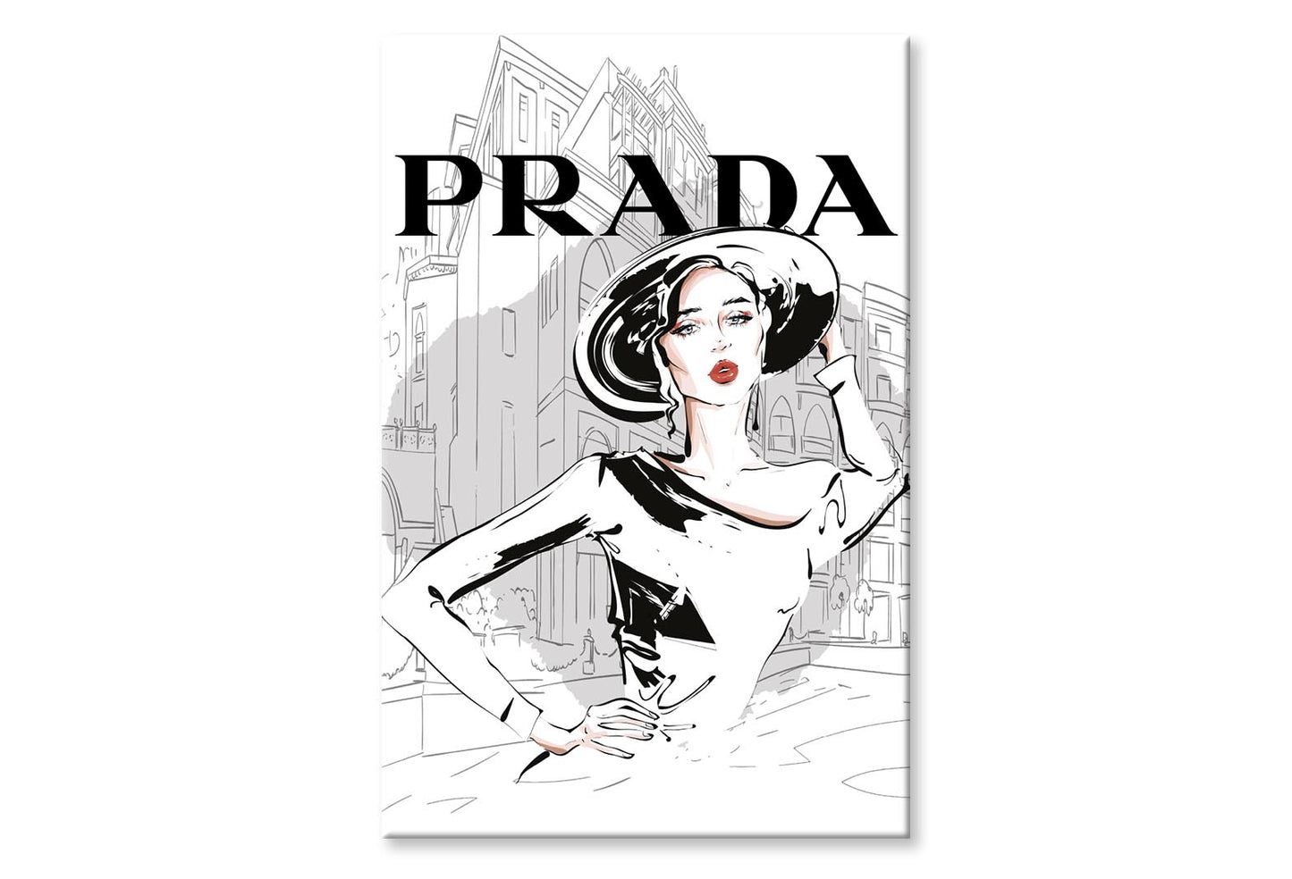 Black And White Stylish Lady Wall Art Limited Edition High Quality Print Stretched Canvas None