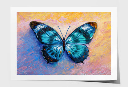 Oil Painting Of Blue Butterfly Limited Edition High Quality Print Unframed Roll Canvas None