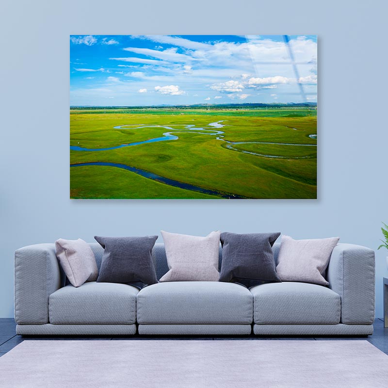 The River on the Grassland Africa Acrylic Glass Print Tempered Glass Wall Art 100% Made in Australia Ready to Hang