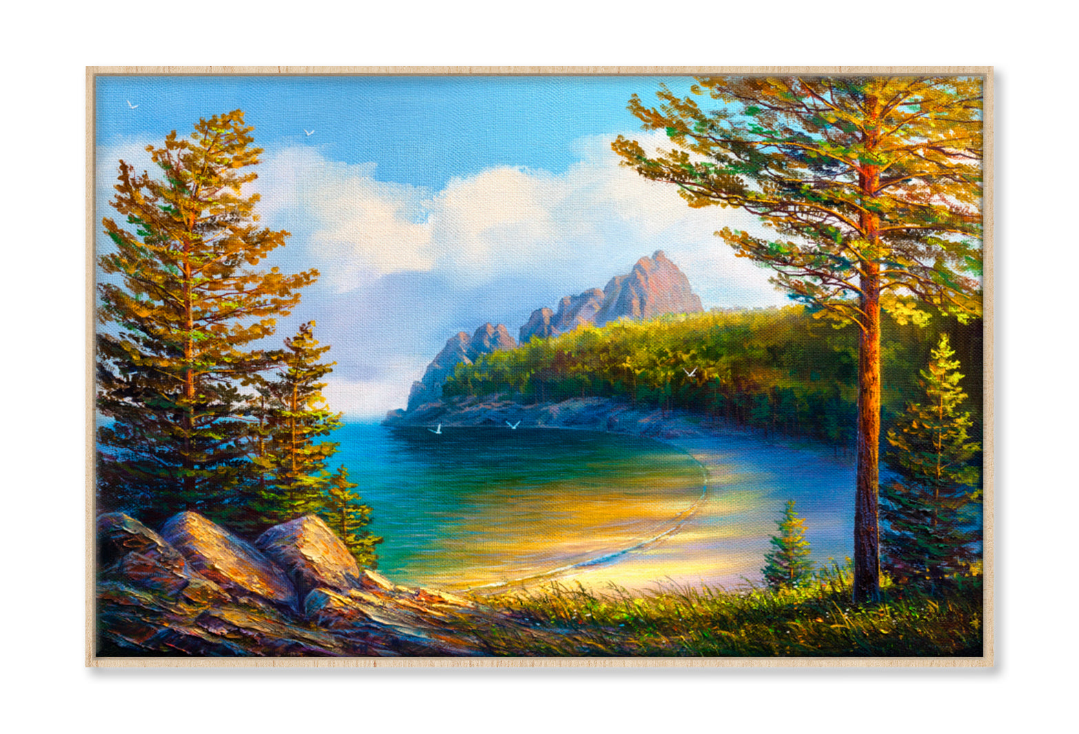 Morning On Sea, Wild Beach Oil Painting Wall Art Limited Edition High Quality Print Canvas Box Framed Natural