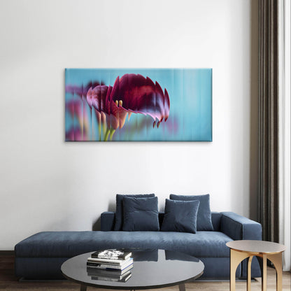 Glass Burgundy Calla Lily Flower Abstract Wall Art Canvas Office Home Framed 120x60cm