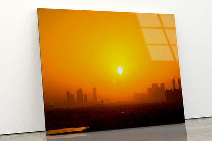 View of a City Skyline during Sunset Acrylic Glass Print Tempered Glass Wall Art 100% Made in Australia Ready to Hang