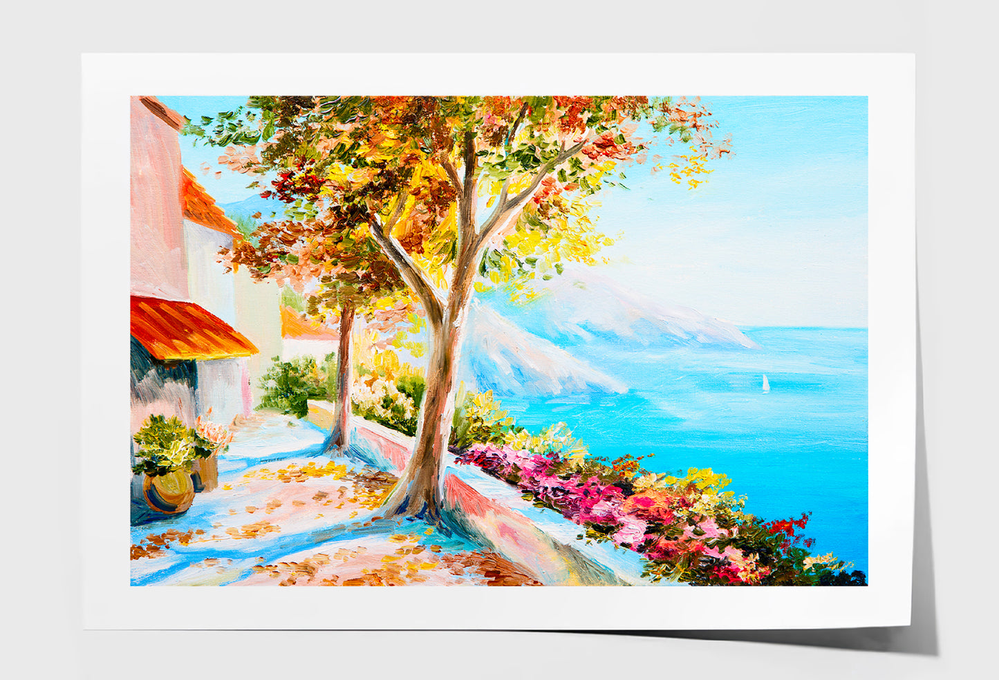 House Near The Sea Seascape Painting Wall Art Limited Edition High Quality Print Unframed Roll Canvas None